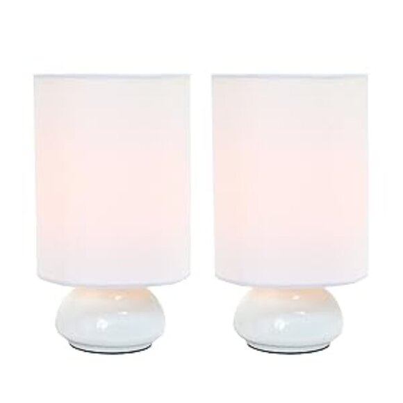 Simple Designs Gemini Colors 2 Pack Mini Touch Table Lamp Set with Fabric Shades - Picture 3 of 7